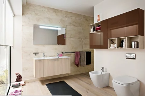 coole Bilder von Badezimmern wc wandspiegel holz bodenbelag