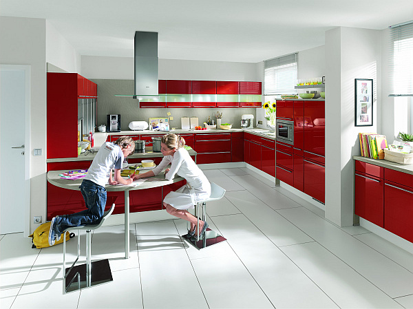 coole rote farbe für die küche glänzend napoli rot und weiß