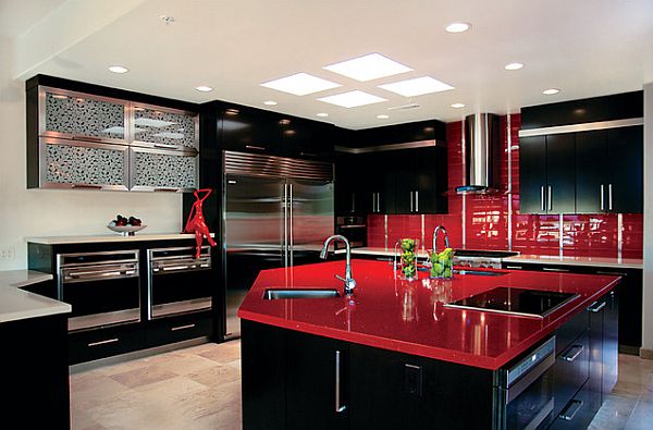 coole rote farbe für die küche ultra glänzende theke