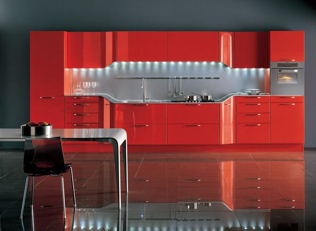 coole rote farbe für die küche ultra modern in orangerot
