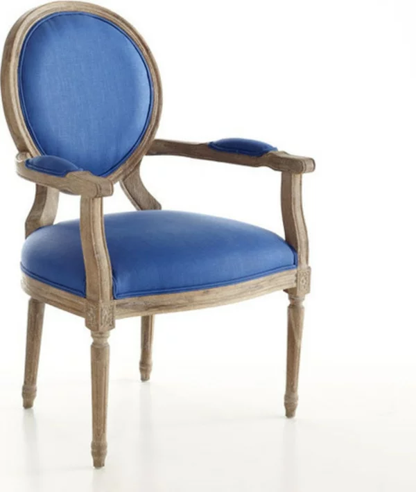 designer artikel in kobaltblau traditioneller hölzerner stuhl