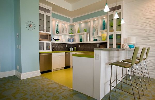 die küche neu gestalten hängelampen frische farben