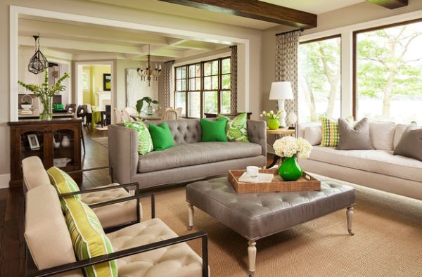frische akzente setzen grüne farbpalette gepolsterte bequeme sofas und sessel