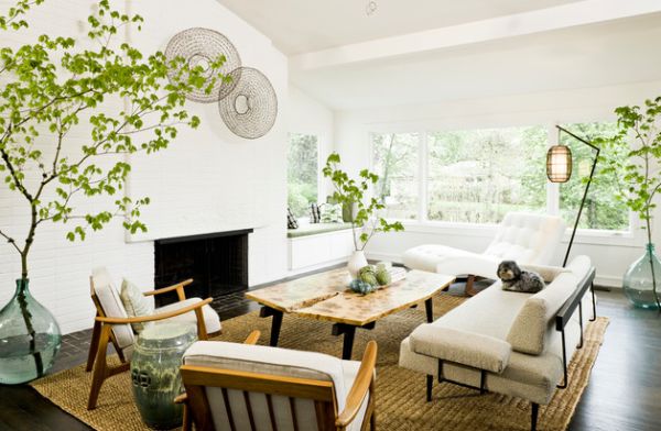 gläserne bodenvasen baum pflanzen haus modern interior design