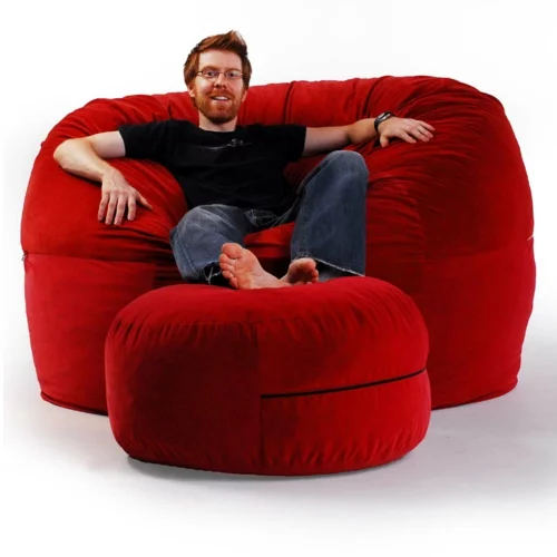 großer runder sitzsack rot ergonomisches design ottoman