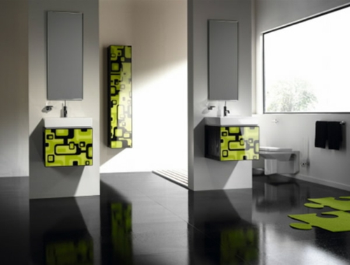 grün oberflächen modern modular glanzvoll badezimmer bilder