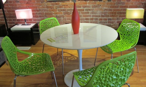 grüne designer stühle esszimmer tisch weiß rund