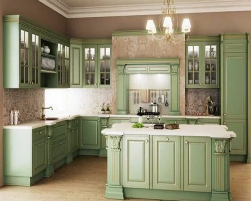 hellgrüne holz möbel küche interessant fliesen wand mosaik