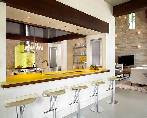  innovative küchenbar designs barhocker gelbe platte