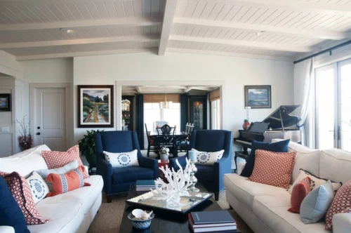  Interior Designs in Rot, Weiß und Blau idee wohnzimmer sofa sessel