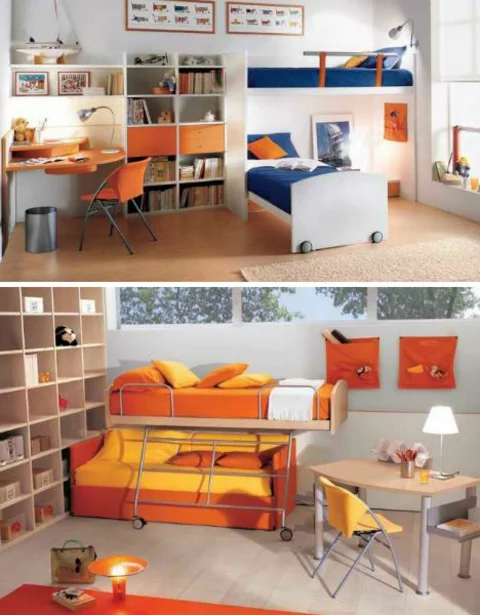 klasse kinderzimmer design schön und hell in orange und gelb