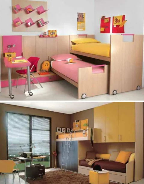 klasse kinderzimmer design zweistufen betten mit rädern