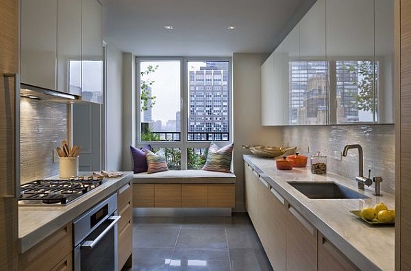 kleine einbauküche holz einrichtung glanzvoll modern design