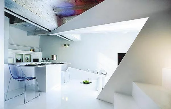 kleines designer apartment essbereich küche acryl möbel