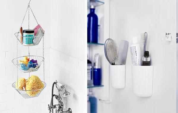 kreative badezimmer gestaltung organisation hängen dusch fliesen weiß