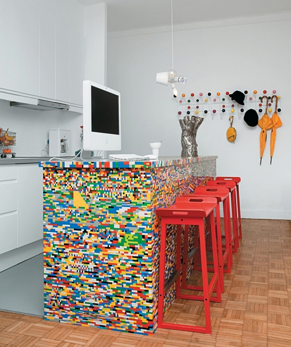 kücheninsel design ideen bunte mozaik lego stil