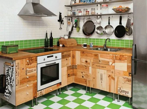 küchenschränke mit recycelten türen geld sparen fliesen grün weiß