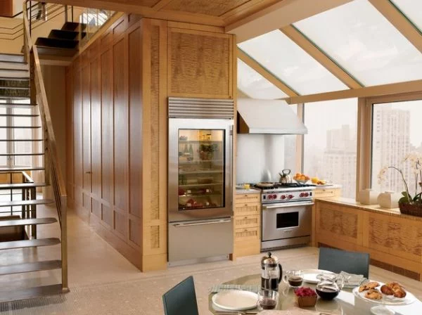kühlschrank glastüren ideen küche design holz einrichtung