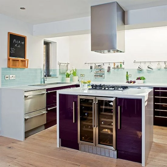 lila farbpalette in der küche glanzvoll insel küchenschrank