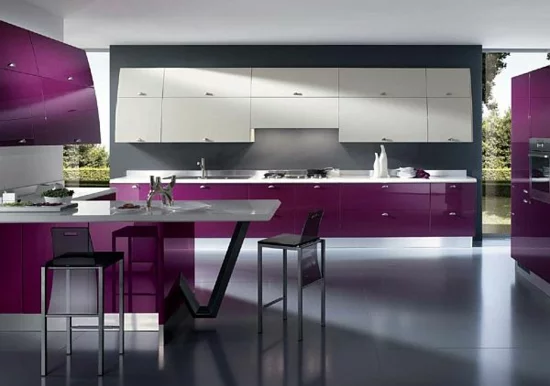 lila farbpalette in der küche modern design purpur oberflächen