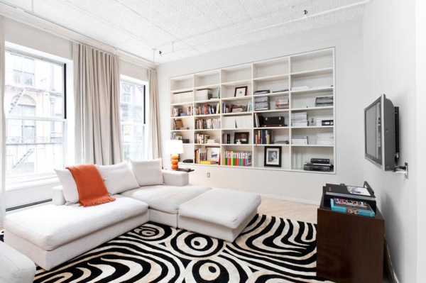 loft design mit schwarzweißem interior wohnzimmer bequem