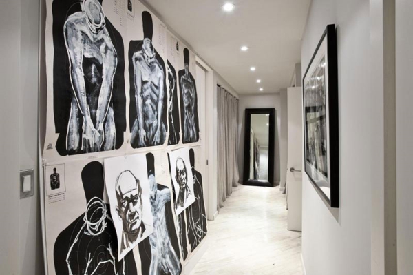 loft design mit schwarzweißem interior übergang malerei kunst wand
