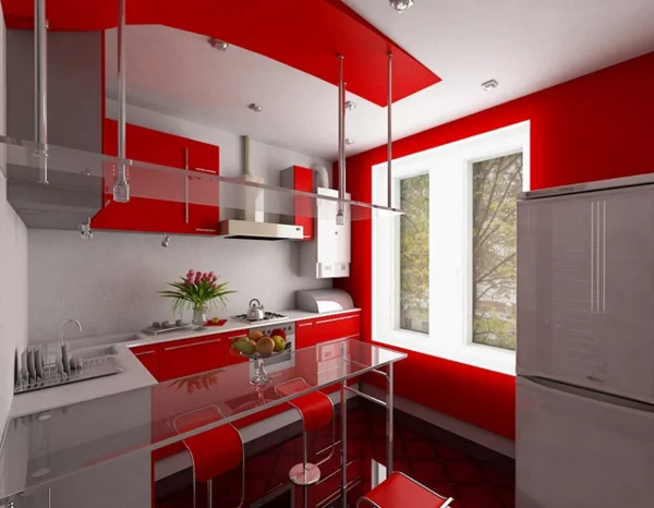 luxus küchen designs modern kompakt einrichtung rote akzente hi tech