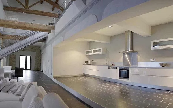 luxus küchen designs weiß eingebaute grau monochromatisch interior