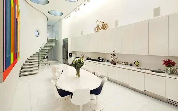 luxus küchen designs weiß eingebaute küchenschrank esstisch
