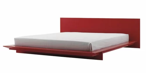  modernes bett im schlafzimmer gestell rot glanzvollkopfteil