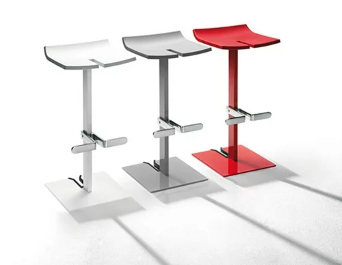 Barhocker Designs mit Lehnen metallisch rot grau weiß