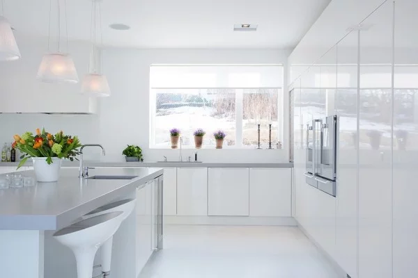 moderne schwedische villa weiß blumentopf spüle