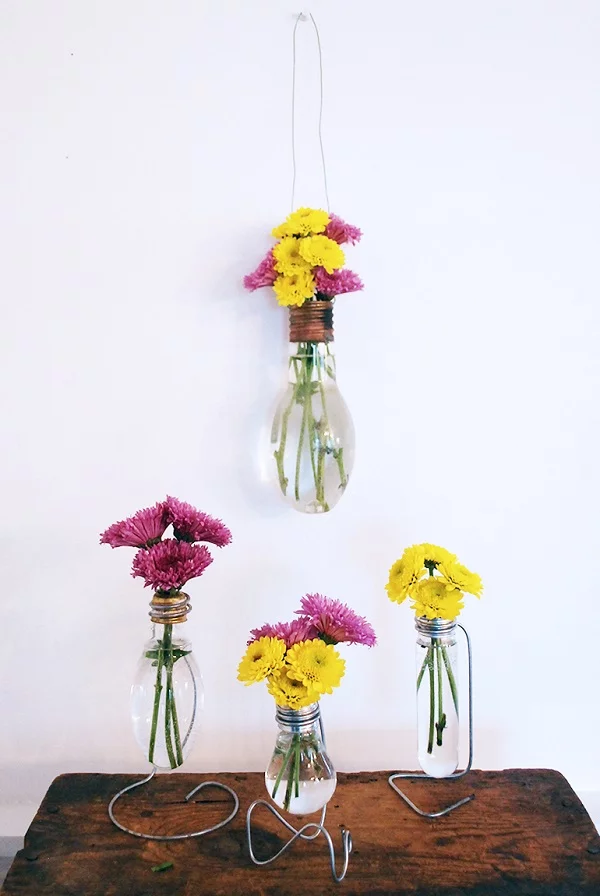 originelle diy vasen aus großen glühbirnen sehr ausgefallen