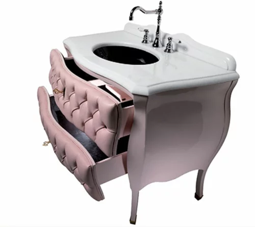 pink vanity design rosa schublade waschtisch waschbecken