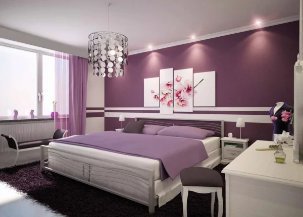 romantische schlafzimmer geschmeidiges design in lila magnolie 