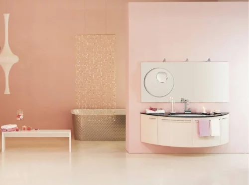 rosa badezimmer designs feminine minimalistisch badewanne aufteiler