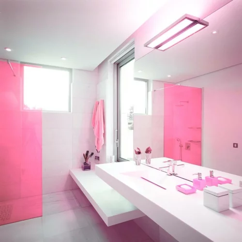 rosa badezimmer designs feminine modern elegant waschbecken
