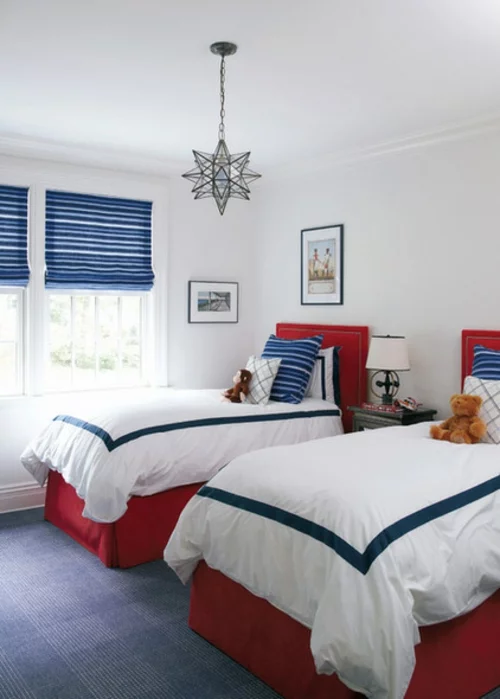  Interior Designs in Rot, Weiß und Blauschlafzimmer einzelbetten interessant