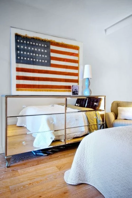 ruhiges cooles haus design schlafzimmer amerikanisch stil flagge