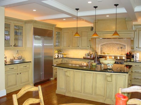 schicke hängelampen modern küche kühlschrank metall