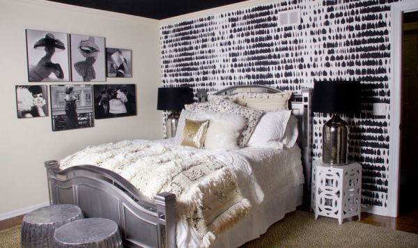 schwarz weiß bilder eklektisches schlafzimmer für mädchen