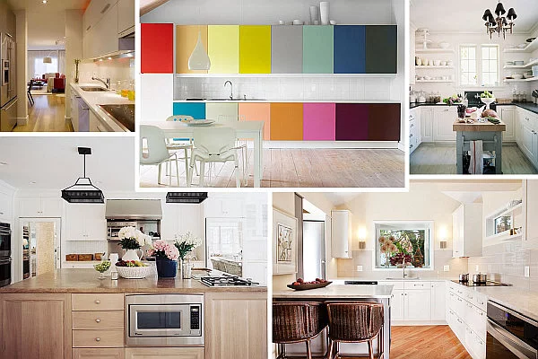 schöne design ideen für kleine küchen farben bunt holz einrichtung
