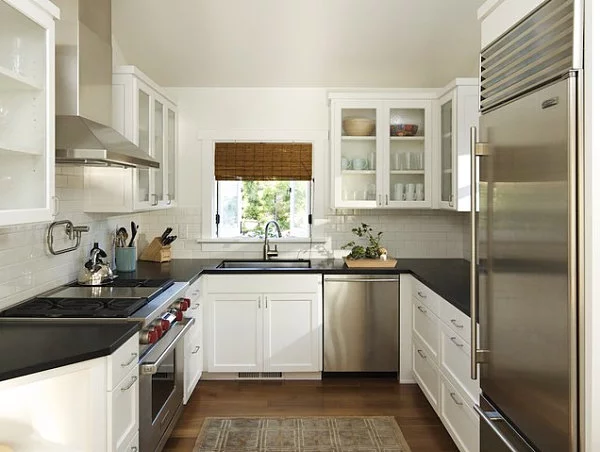schöne design ideen für kleine küchen farben weiß grau farben
