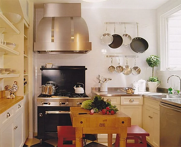 schöne design ideen für kleine küchen schiene pfannen tisch kochherd