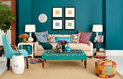 schöne farbpalette zu hause gesättigte farben wohnzimmer orientalisch