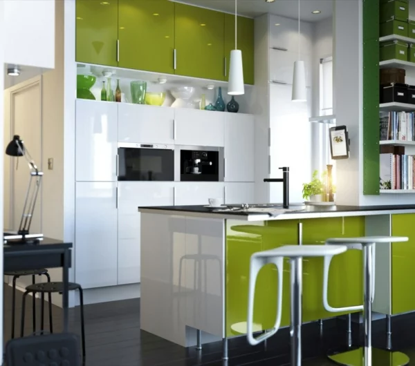 spülen für die küche einrichtung grün farben akzent weiß