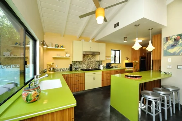 tolle sommer farben kühlend limefarbig glänzende küchenarbeitsplatte