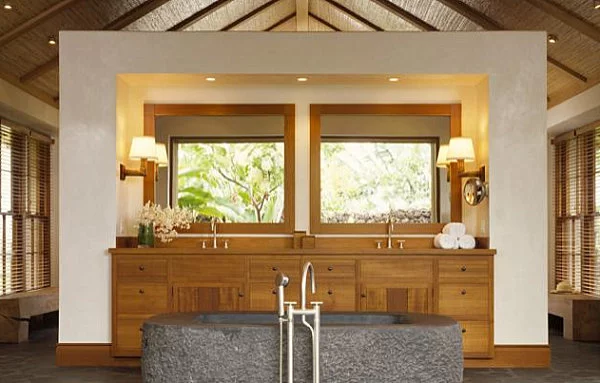 tropische badezimmer stilvolle kommoden aus nussbaumholz
