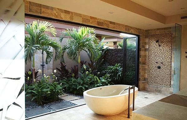 tropische badezimmer üppige vegetation