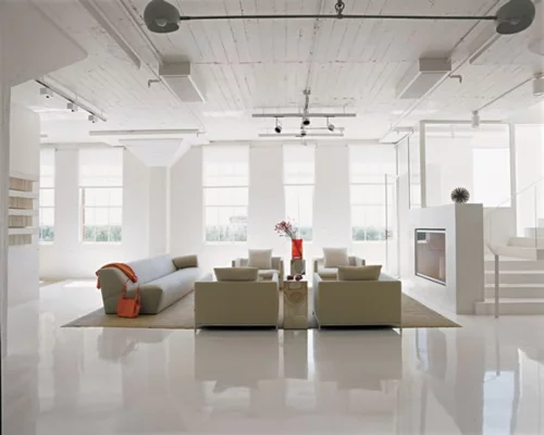 weiß glanzvoll wohnzimmer zimmerdecke treppe grau sofa olivengrün